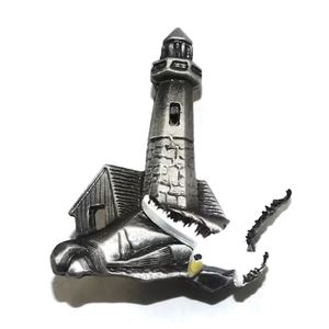 Vintage Pewter Light House and Seagull Brooch/Pin, 1¼". Signed GCI